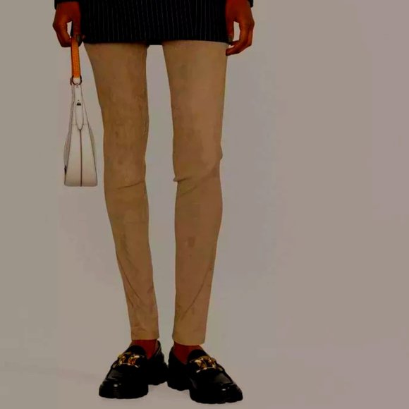 FRANK LYMAN MADE IN CANADA leggings pants Sz 6 ( 27w ) FAUX SUEDE & skin pattern - Picture 1 of 9